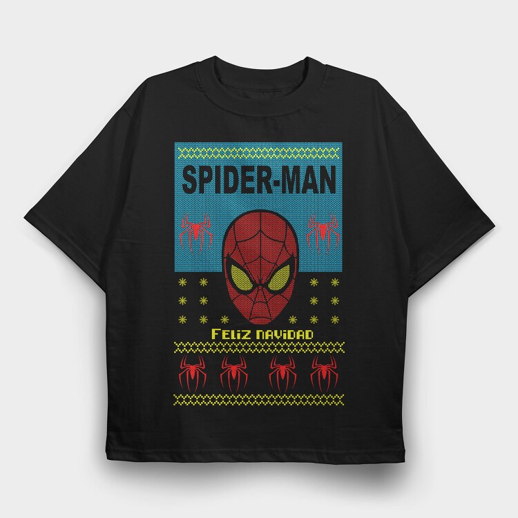 Spiderman Holiday Knit, Tricou Oversize Barbati (Unisex)