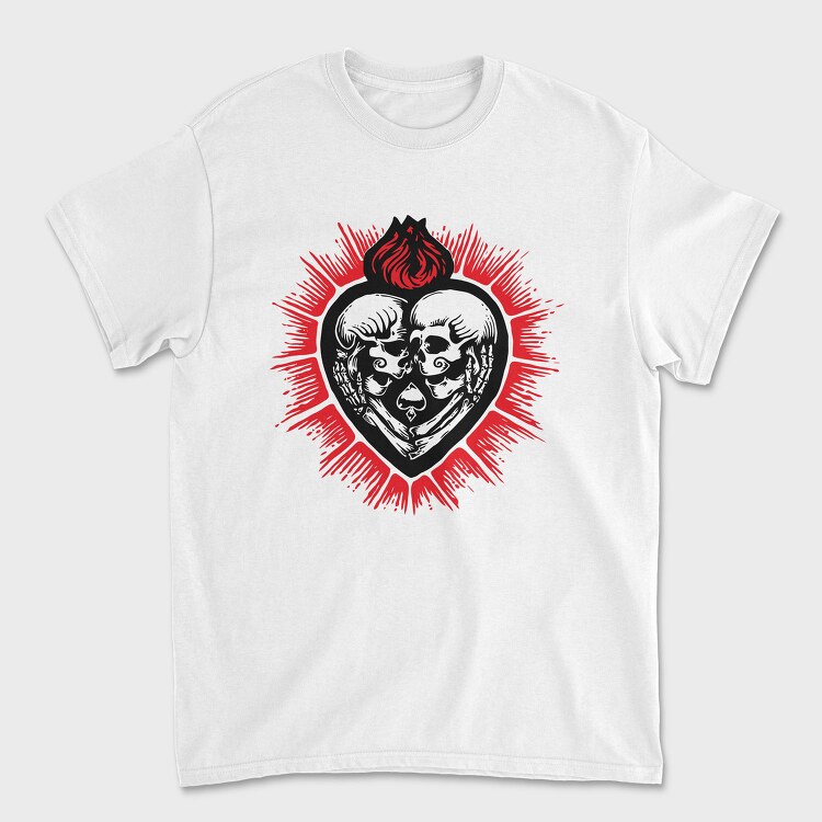 Skull Heart Fire, Tricou Barbati (Unisex)