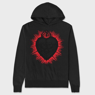 Skull Heart Fire, Hanorac Oversize Barbati (Unisex)