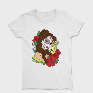 Sugar Skull Rose Clock, Tricou Femei