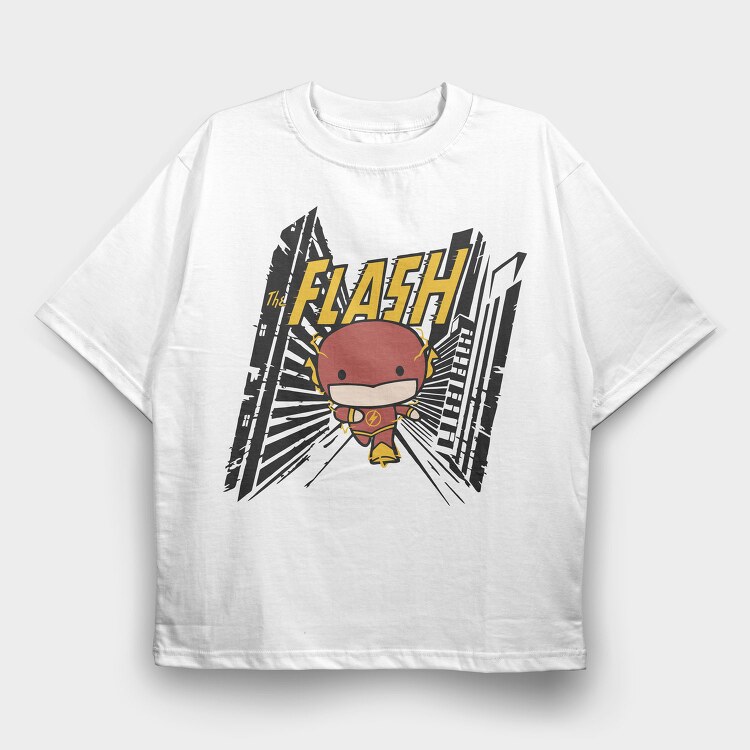 The Flash Chibi Burst, Tricou Oversize Barbati (Unisex)
