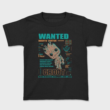 Wanted Bounty Hunter Groot, Tricou Copii