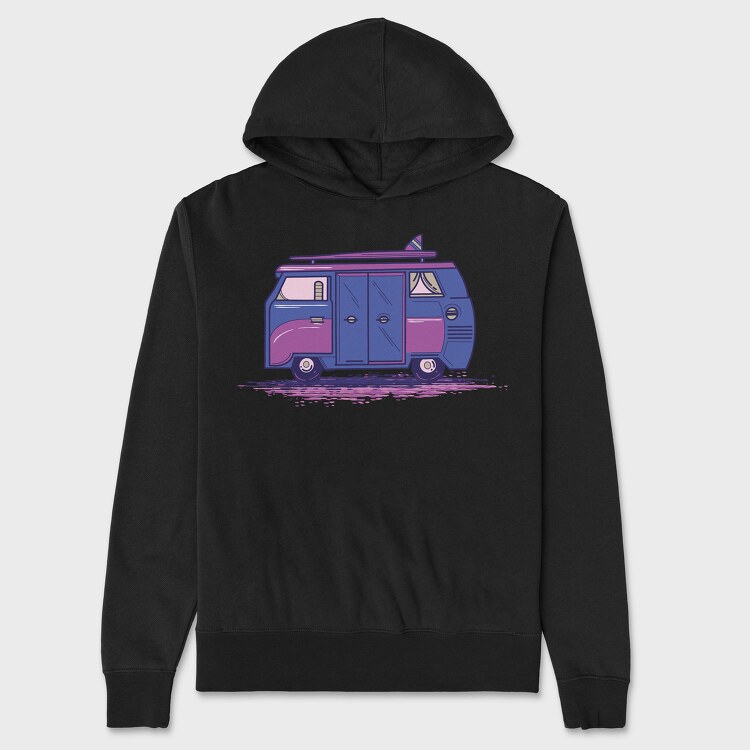 Camper Van Purple, Hanorac Oversize Barbati (Unisex)