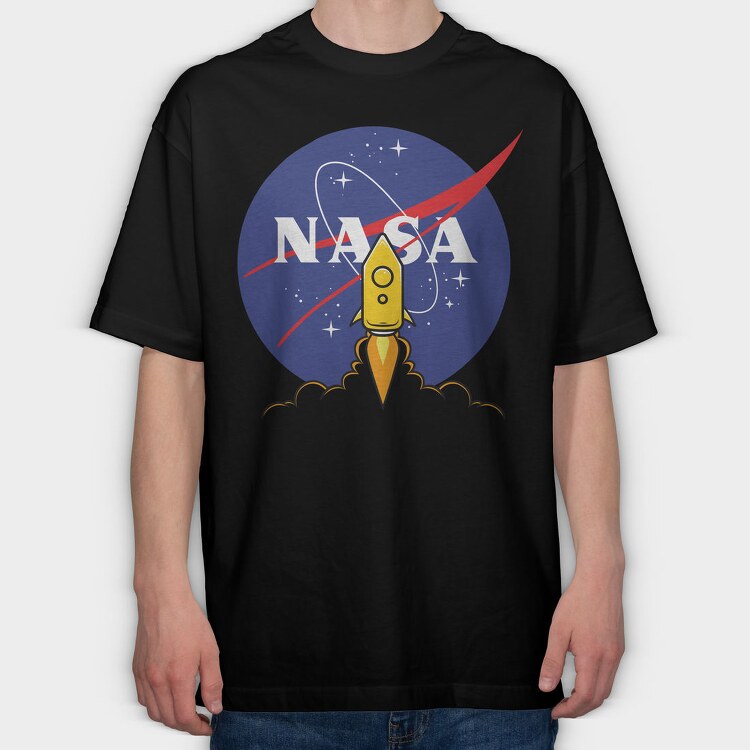 Nasa Rocket Blastoff, Tricou Oversize Barbati (Unisex)