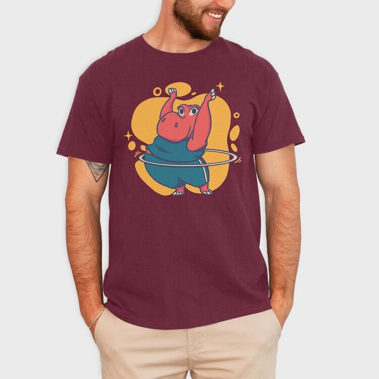 Hippo Hula Hoop, Tricou Barbati (Unisex)