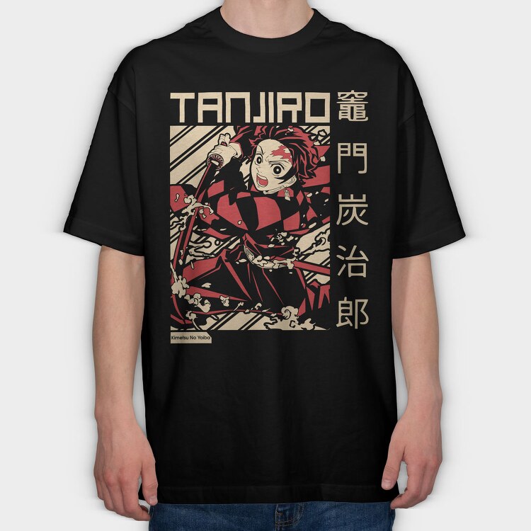 Tanjiro Demon Slayer, Tricou Oversize Barbati (Unisex)