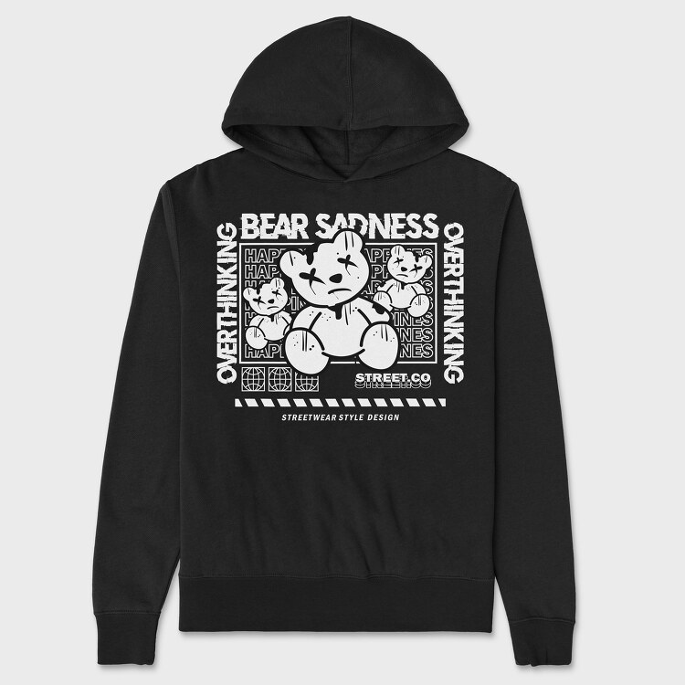Overthinking Bear, Hanorac Oversize Barbati (Unisex)