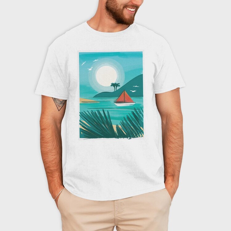 Watercolor Beach, Tricou Barbati (Unisex)