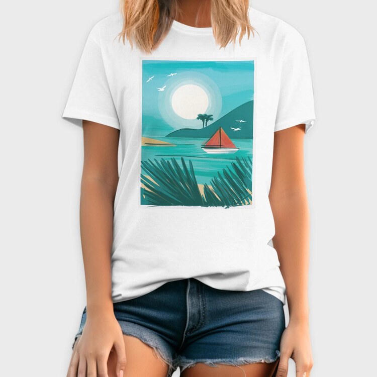 Watercolor Beach, Tricou Barbati (Unisex)