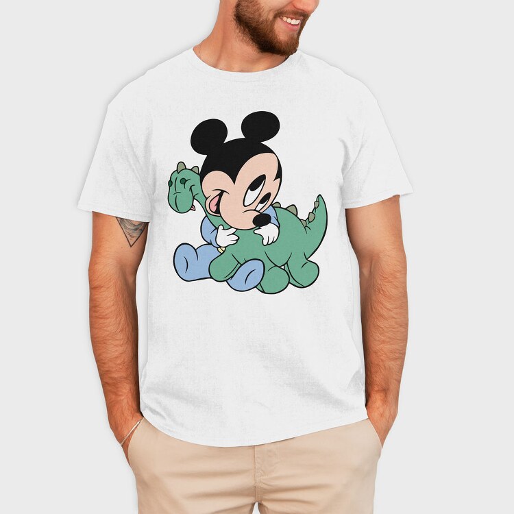 Mickey Dinosaur Hug, Tricou Barbati (Unisex)