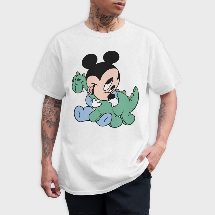 Mickey Dinosaur Hug, Tricou Barbati (Unisex)