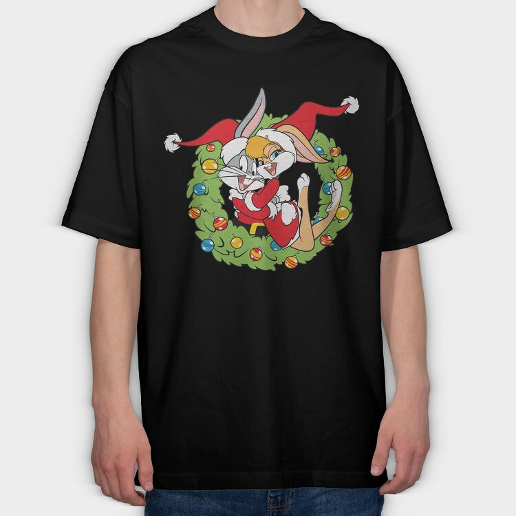 Bunny Wreath Fest, Tricou Oversize Barbati (Unisex)