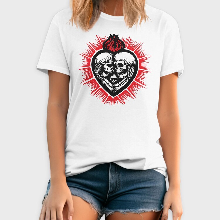 Skull Heart Fire, Tricou Barbati (Unisex)