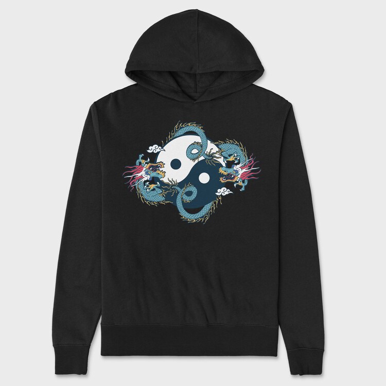 Dragon Ying Yang, Hanorac Oversize Barbati (Unisex)