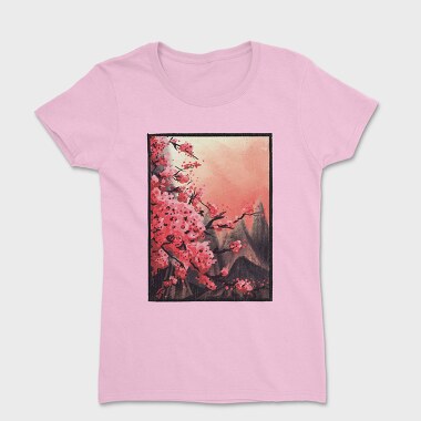 Tricou Femei, Cherry Blossom Painting