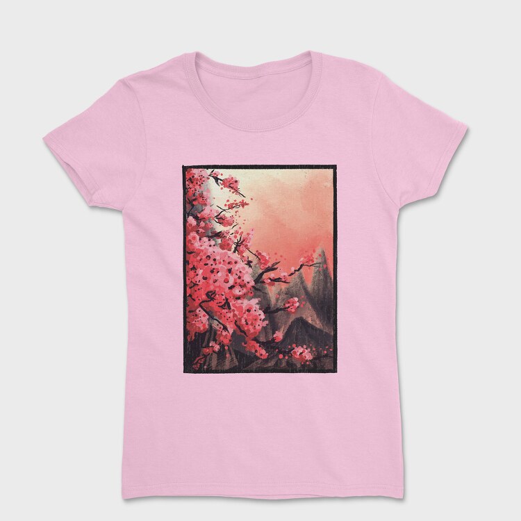 Cherry Blossom Painting, Tricou Femei