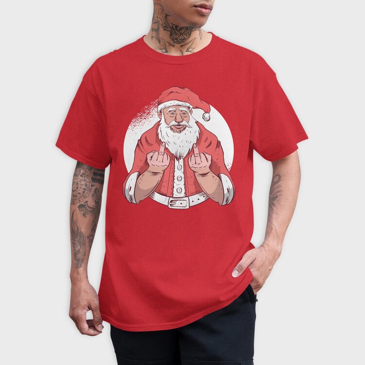 Santa Middle Finger, Tricou Barbati (Unisex)