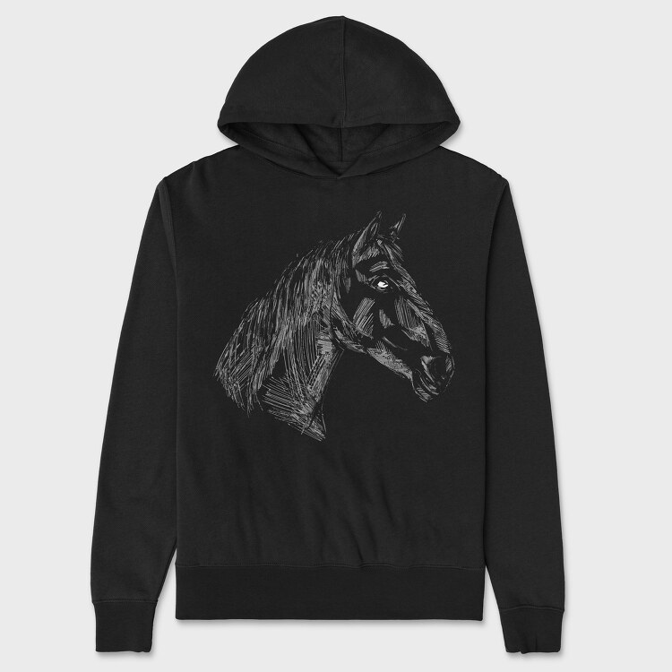 Horse Hand Draw, Hanorac Oversize Barbati (Unisex)