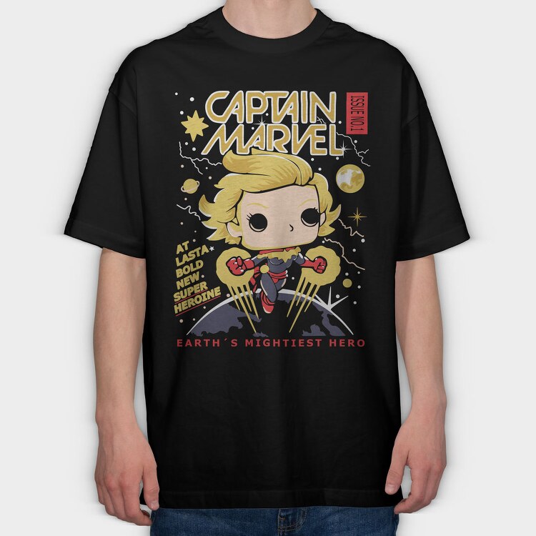 Captain Marvel Comic, Tricou Oversize Barbati (Unisex)