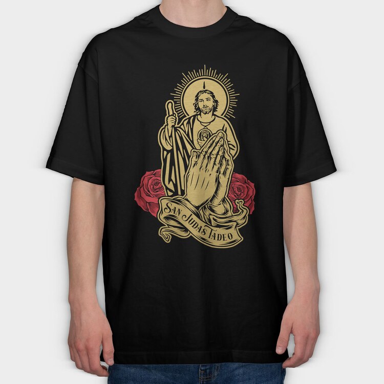 Saint Jude Prayer, Tricou Oversize Barbati (Unisex)