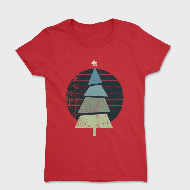 Retro Christmas Tree, Tricou Femei