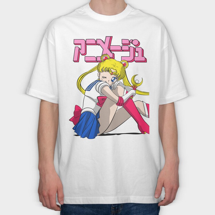 Sailor Moon Moonlight, Tricou Oversize Barbati (Unisex)
