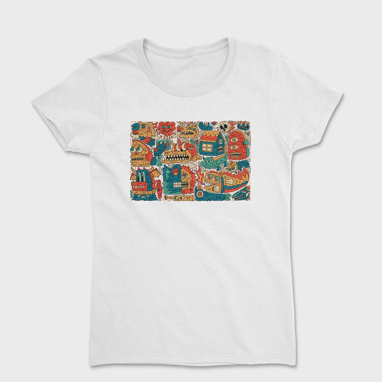 Colorful Monsters Collage, Tricou Femei