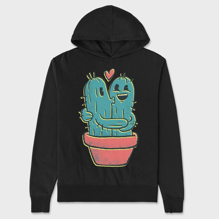 Cactus Couple, Hanorac Oversize Barbati (Unisex)