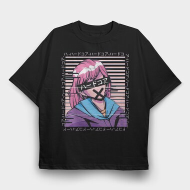 Hardcore Glitch Girl, Tricou Oversize Barbati (Unisex)