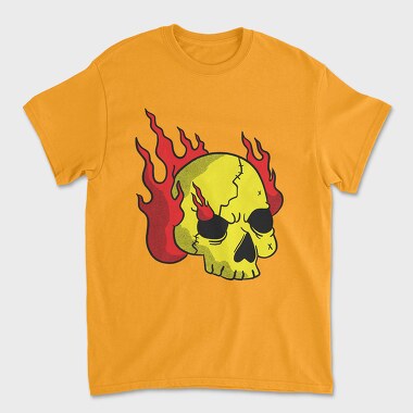 Tricou Barbati (Unisex), Burning Skull