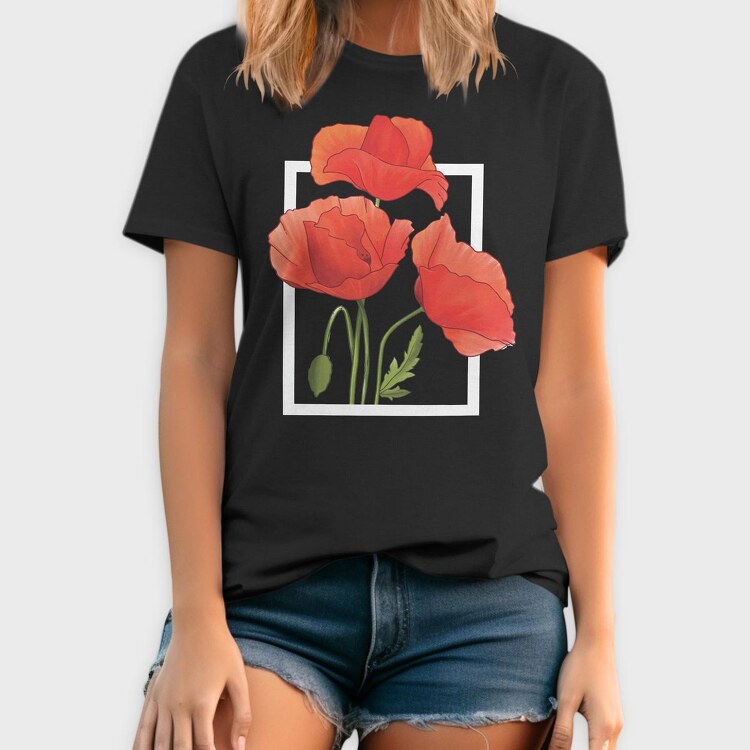 Watercolor Poppies, Tricou Barbati (Unisex)