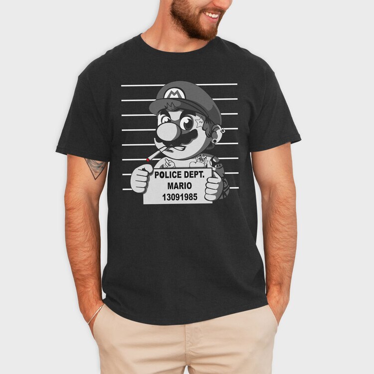 Police Dept Mario Bros, Tricou Barbati (Unisex)