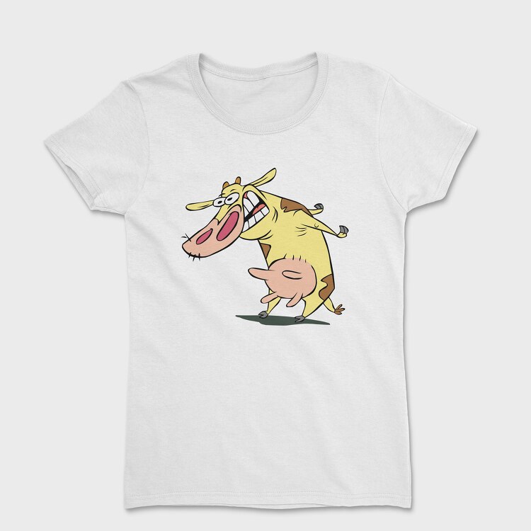 Tricou Femei, Cartoon Retro Cow and Chicken 1