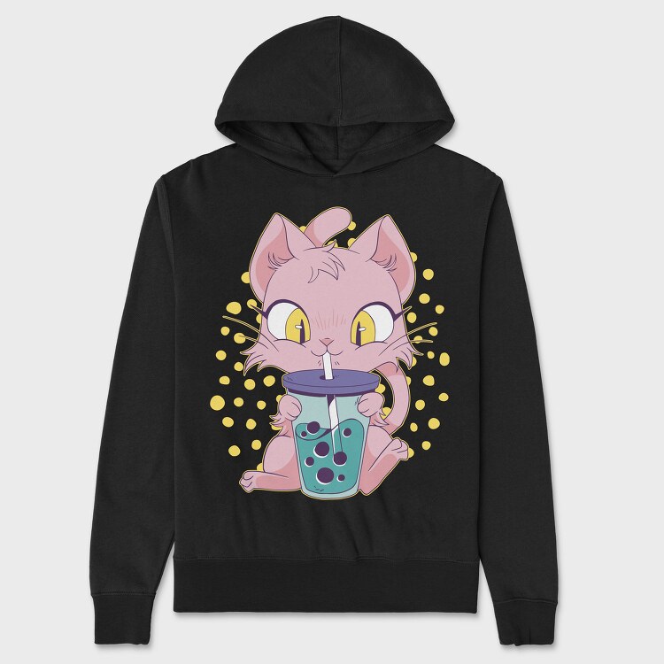 Cat Bubble Tea, Hanorac Oversize Barbati (Unisex)