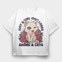 Cat Rose Anime, Tricou Oversize Barbati (Unisex)