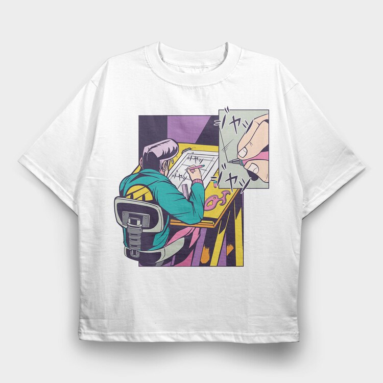 Comic Artist Sketch, Tricou Oversize Barbati (Unisex)