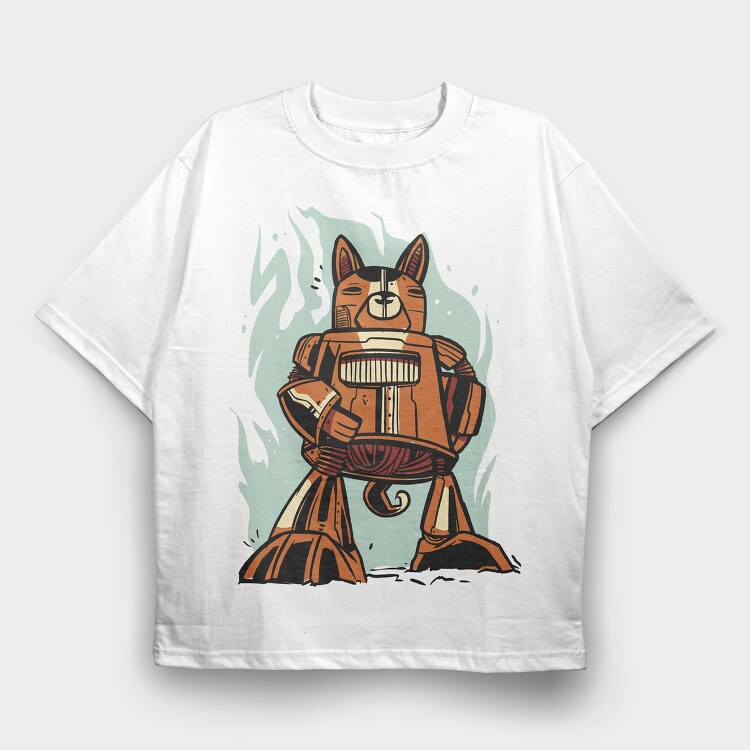Cyborg Cat, Tricou Oversize Barbati (Unisex)