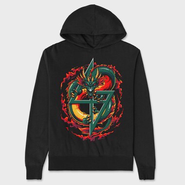 Dragon Flame Symbol, Hanorac Oversize Barbati (Unisex)
