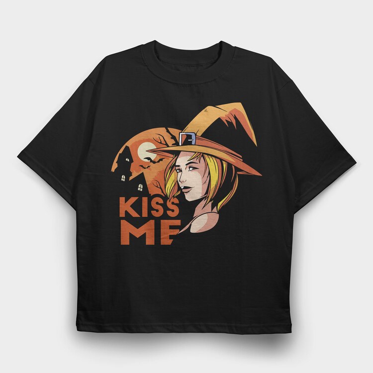 Halloween Witch Kiss, Tricou Oversize Barbati (Unisex)