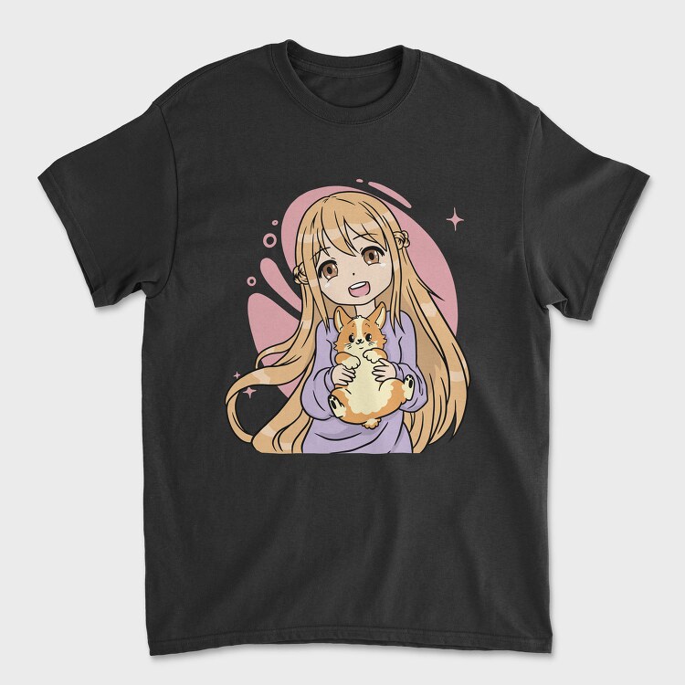 Kawaii Girl Corgi, Tricou Barbati (Unisex)