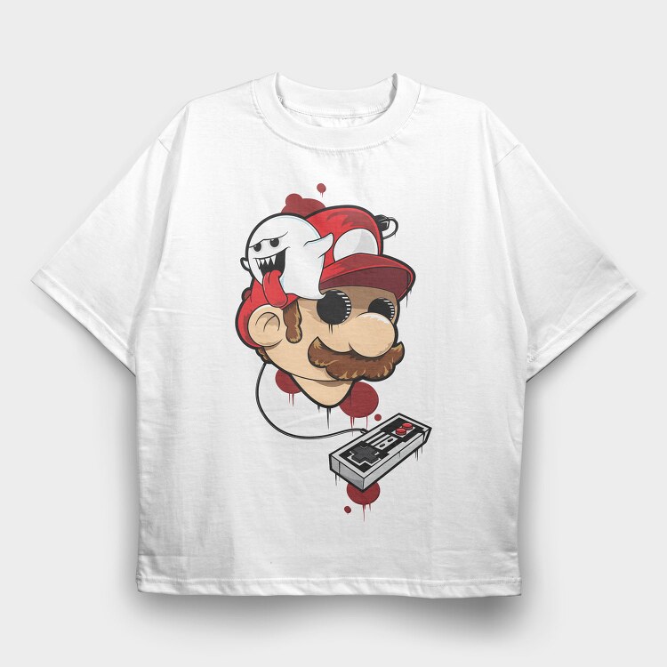 Mario Ghost Controller, Tricou Oversize Barbati (Unisex)