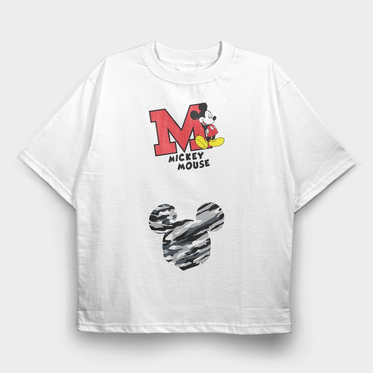 Mickey Camo Mouse, Tricou Oversize Barbati (Unisex)