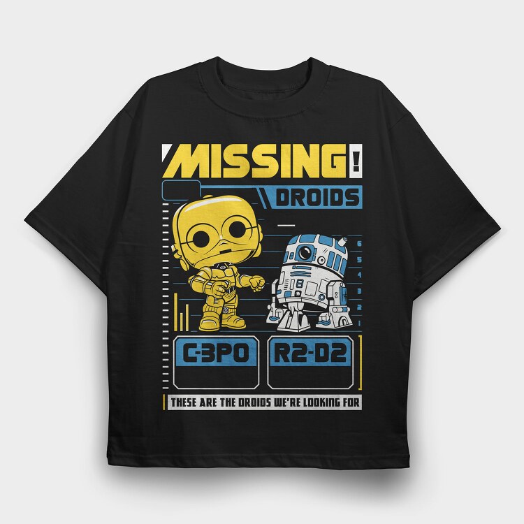 Missing Droids C3Po R2D2, Tricou Oversize Barbati (Unisex)