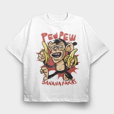 Pew Pew Banana, Tricou Oversize Barbati (Unisex)