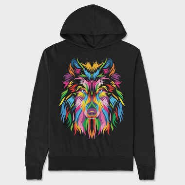 Rainbow Dog Face, Hanorac Oversize Barbati (Unisex)