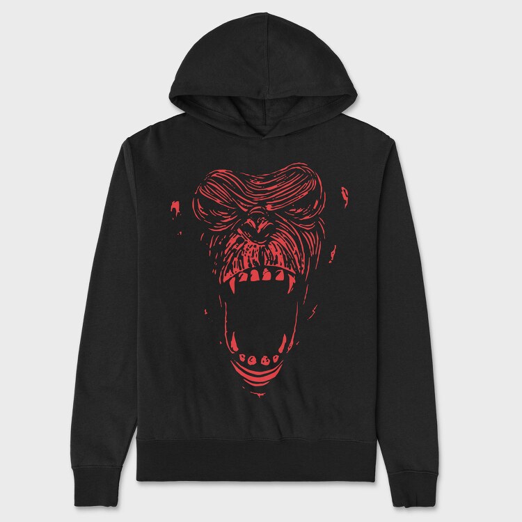 Red Scream Face, Hanorac Oversize Barbati (Unisex)