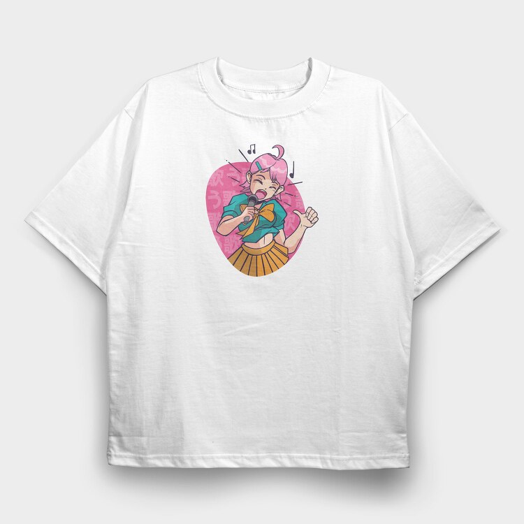 Singing Girl Karaoke, Tricou Oversize Barbati (Unisex)