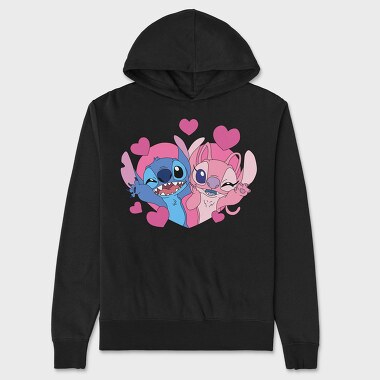 Stitch Love Heart, Hanorac Oversize Barbati (Unisex)