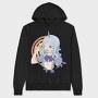 Unicorn Rainbow Girl, Hanorac Oversize Barbati (Unisex)