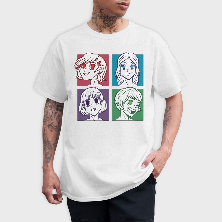 Anime Girl Faces, Tricou Barbati (Unisex)